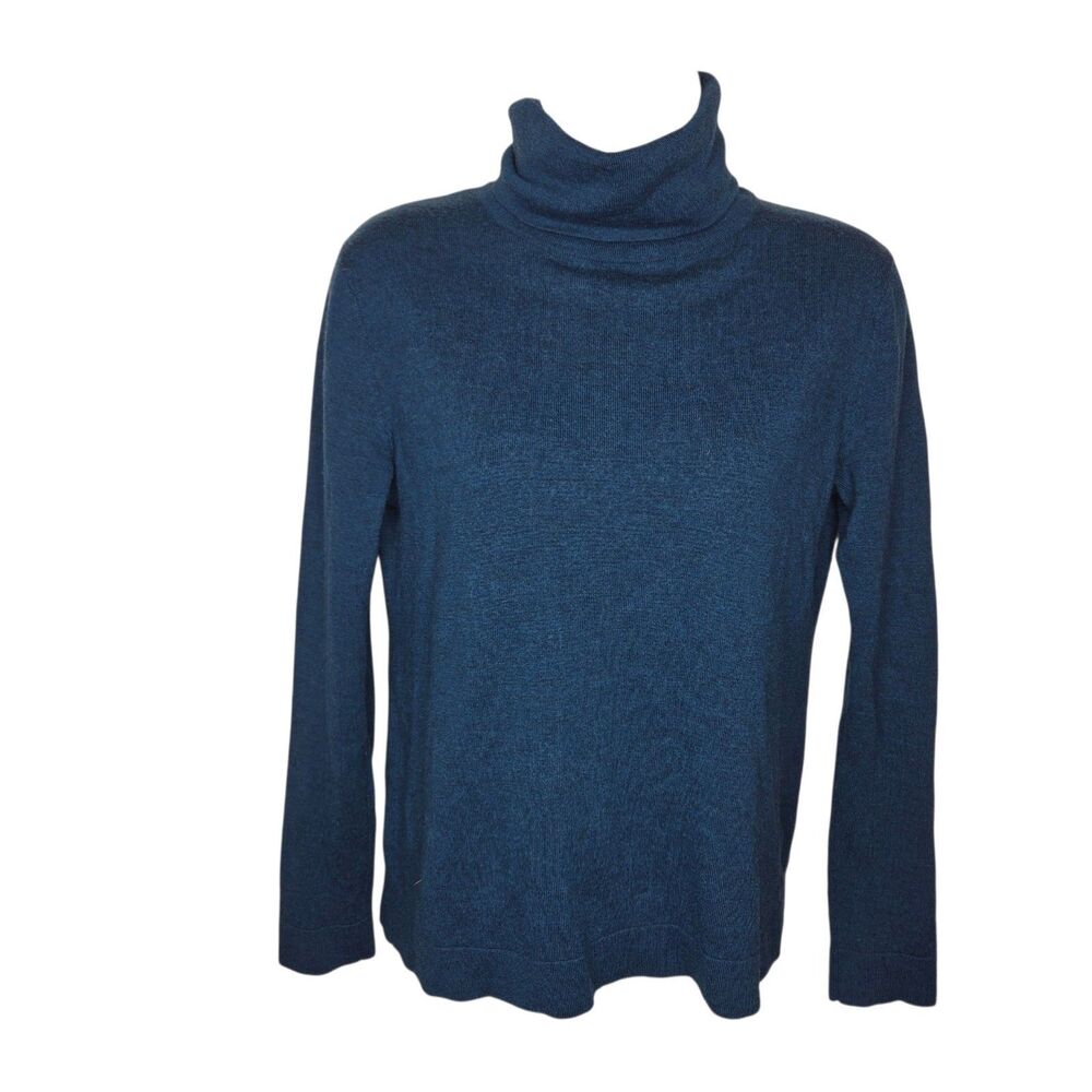 Pendleton Women's Timeless Merino Wool Turtleneck Sweater Blue Size Small